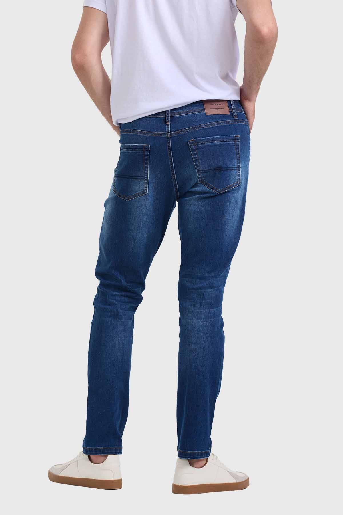 Jeans Hombre Slim Rotura Azul