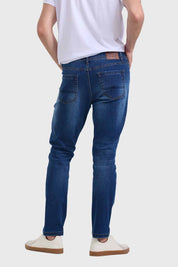 Jeans Hombre Slim Rotura Azul
