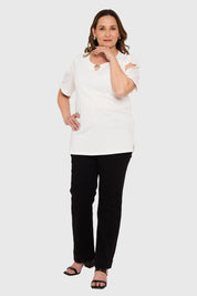 Polera Mujer Detalle Escote Crudo