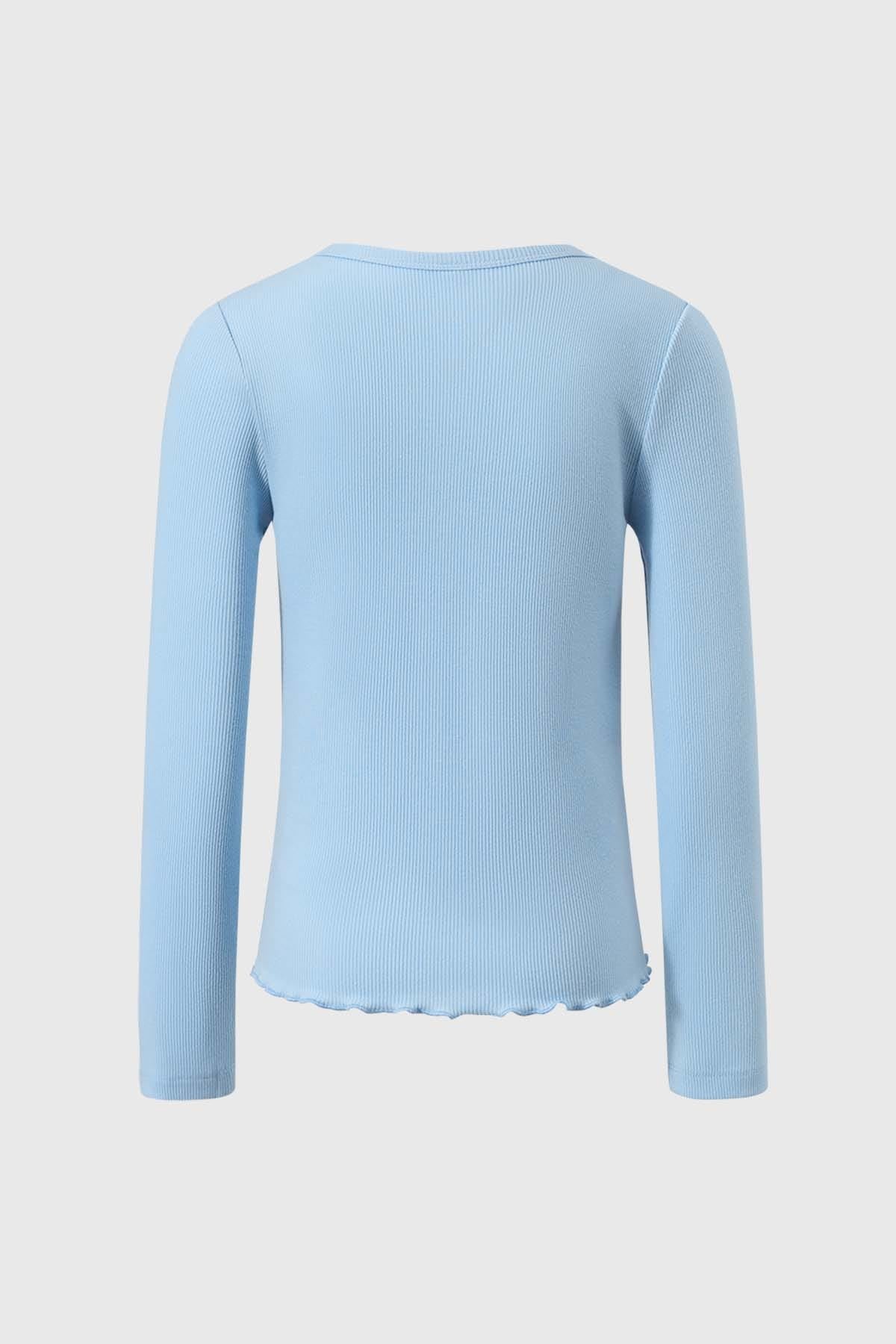 Polera Niña Rib Cut Celeste
