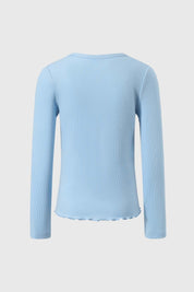 Polera Niña Rib Cut Celeste