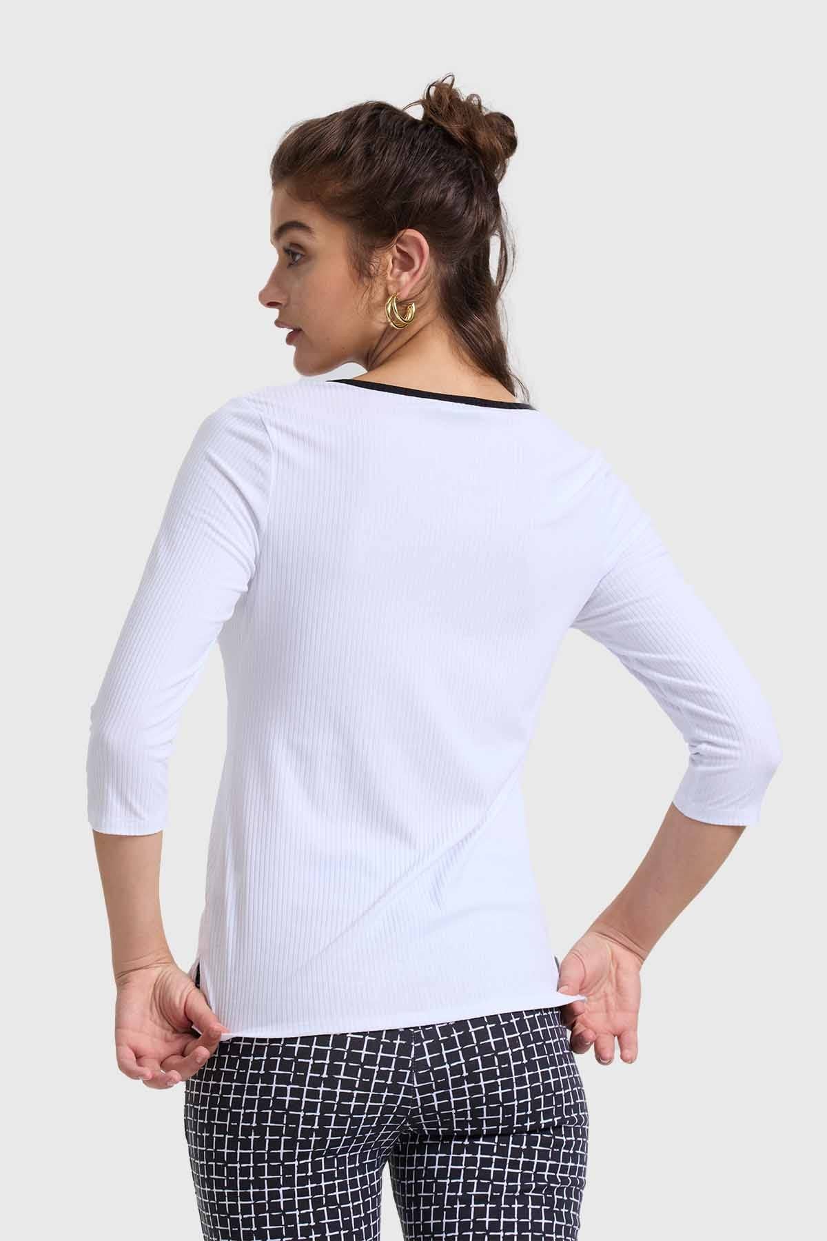 Polera Mujer Escote Corazón Blanco