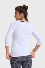 Polera Mujer Escote Corazón Blanco