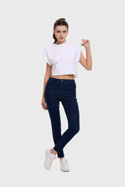 Jeans Mujer Skinny Ojetillo Azul
