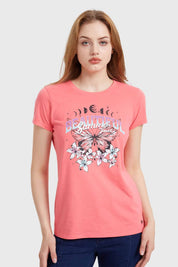 Polera Mujer Básica Print Coral