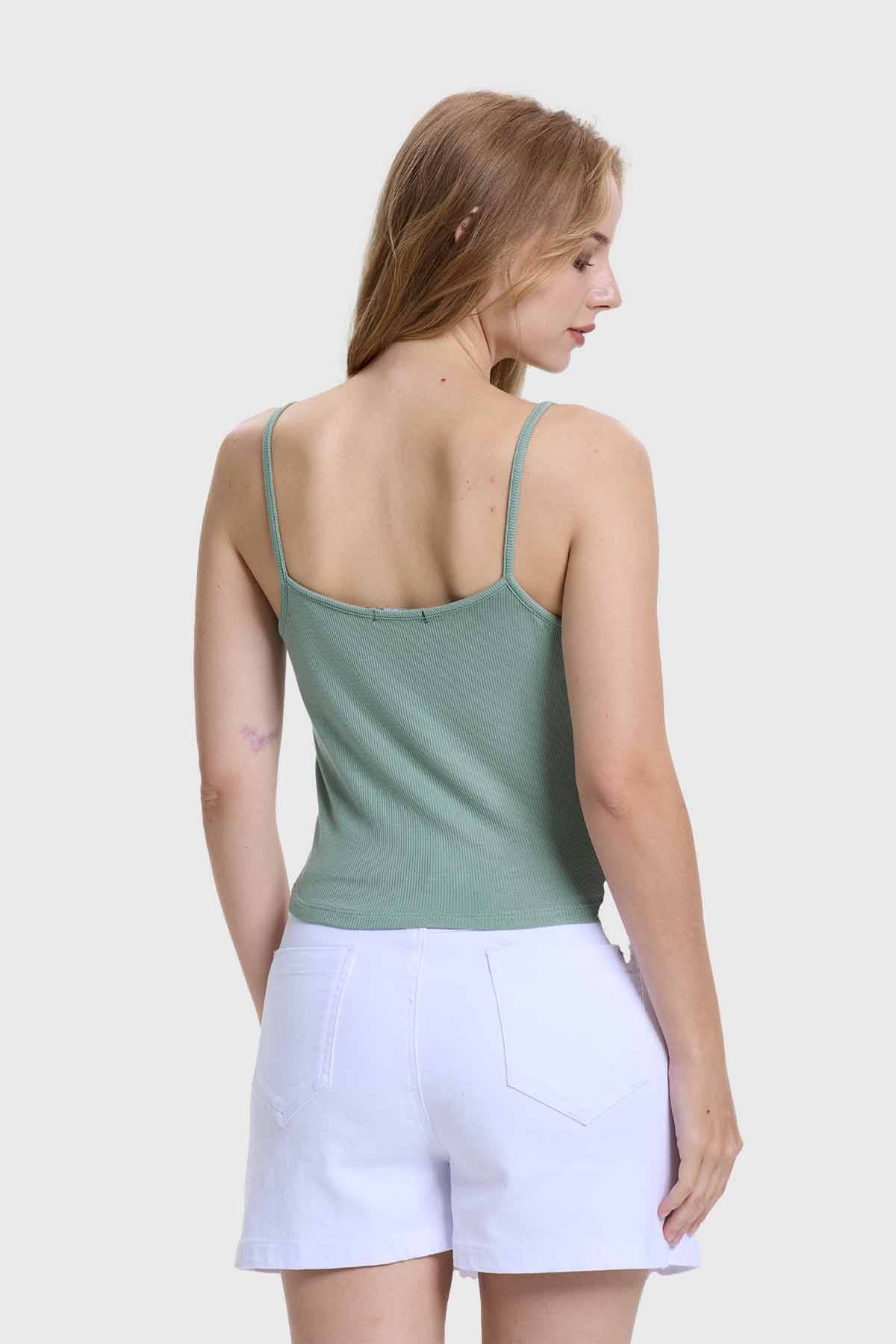 Polera Peto Mujer Pabilo Crop Verde