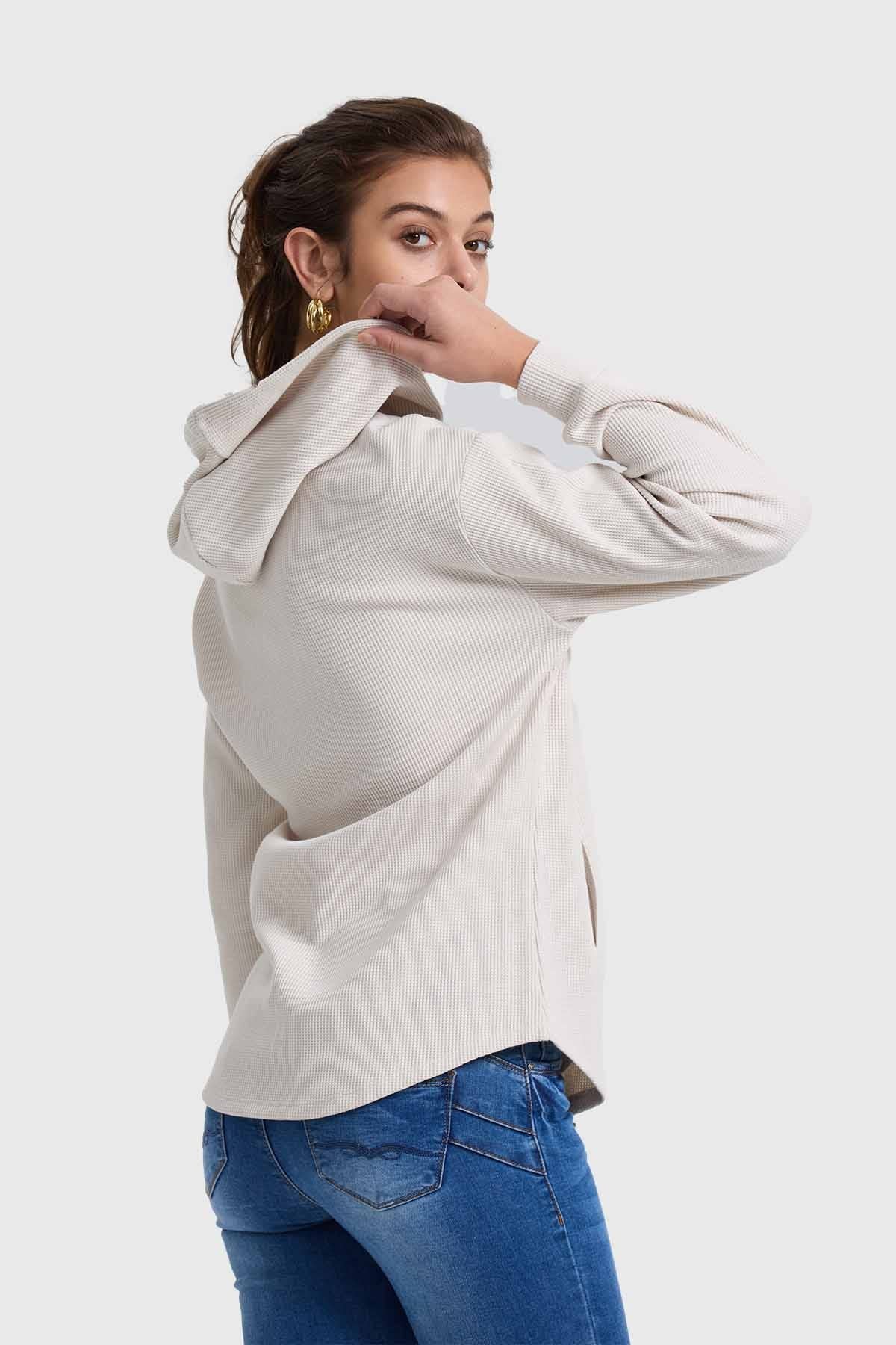 Polerón Mujer Cerrado Arena