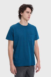 Polera Hombre Con Bolsillo Azul
