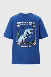 Polera Niño Oversize Estampado Azul