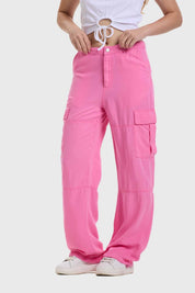 Jeans Mujer Cargo Parachute Rosado