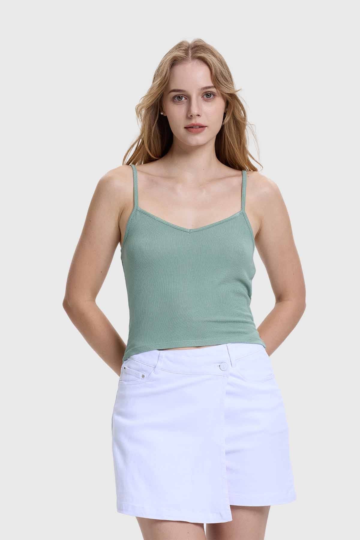Polera Peto Mujer Pabilo Crop Verde