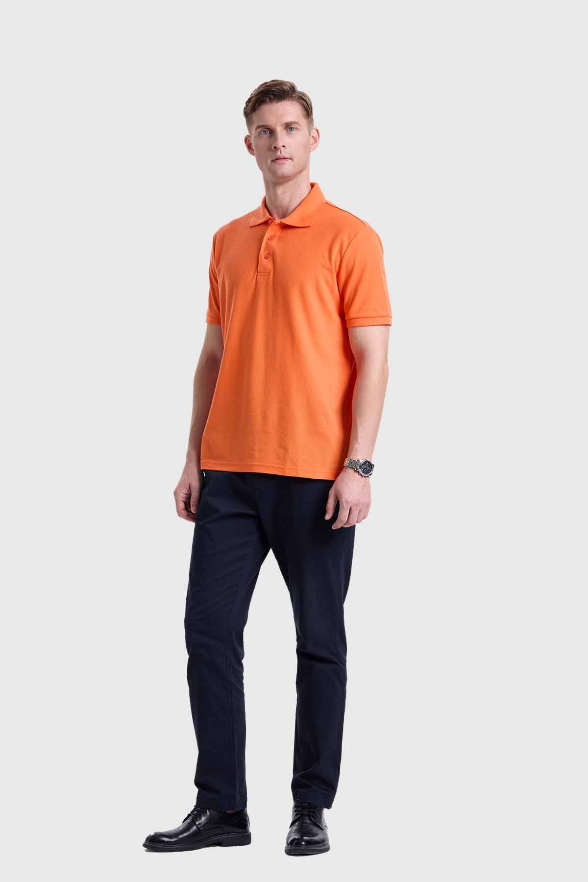 Polera Hombre Piqué Básica Naranjo