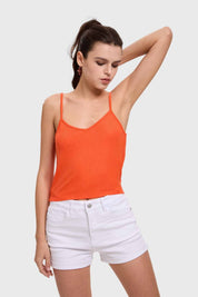 Polera Mujer Pabilo Crop Naranjo