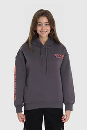Polerón Niña Oversize Print Gris