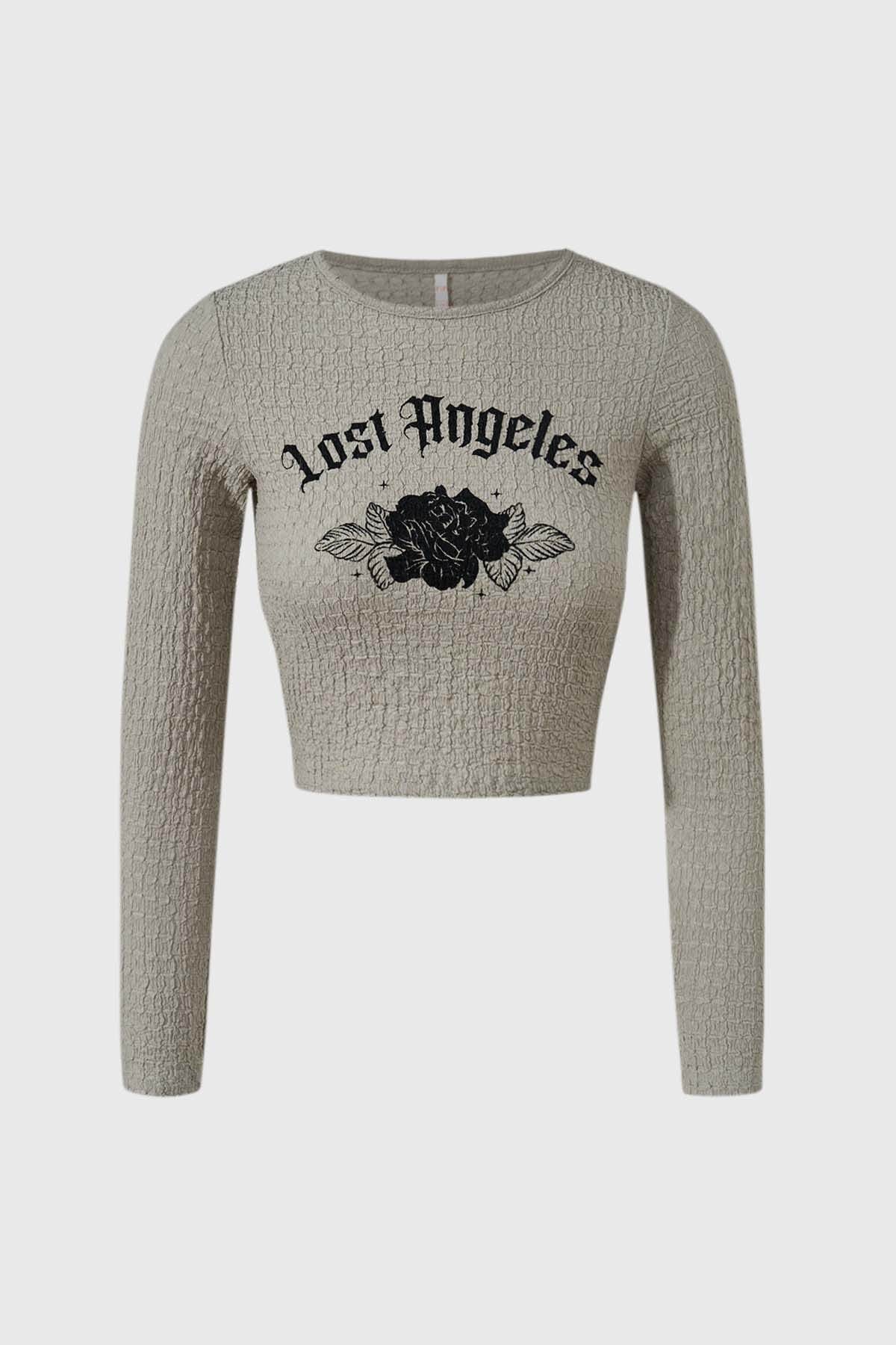 Polera Niña Crop Crep Gris