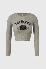 Polera Niña Crop Crep Gris