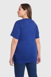 Polera Mujer Print & Strass Azul