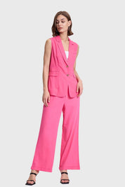 Pantalón Mujer Lino Sastrero Dobladillo Rosado