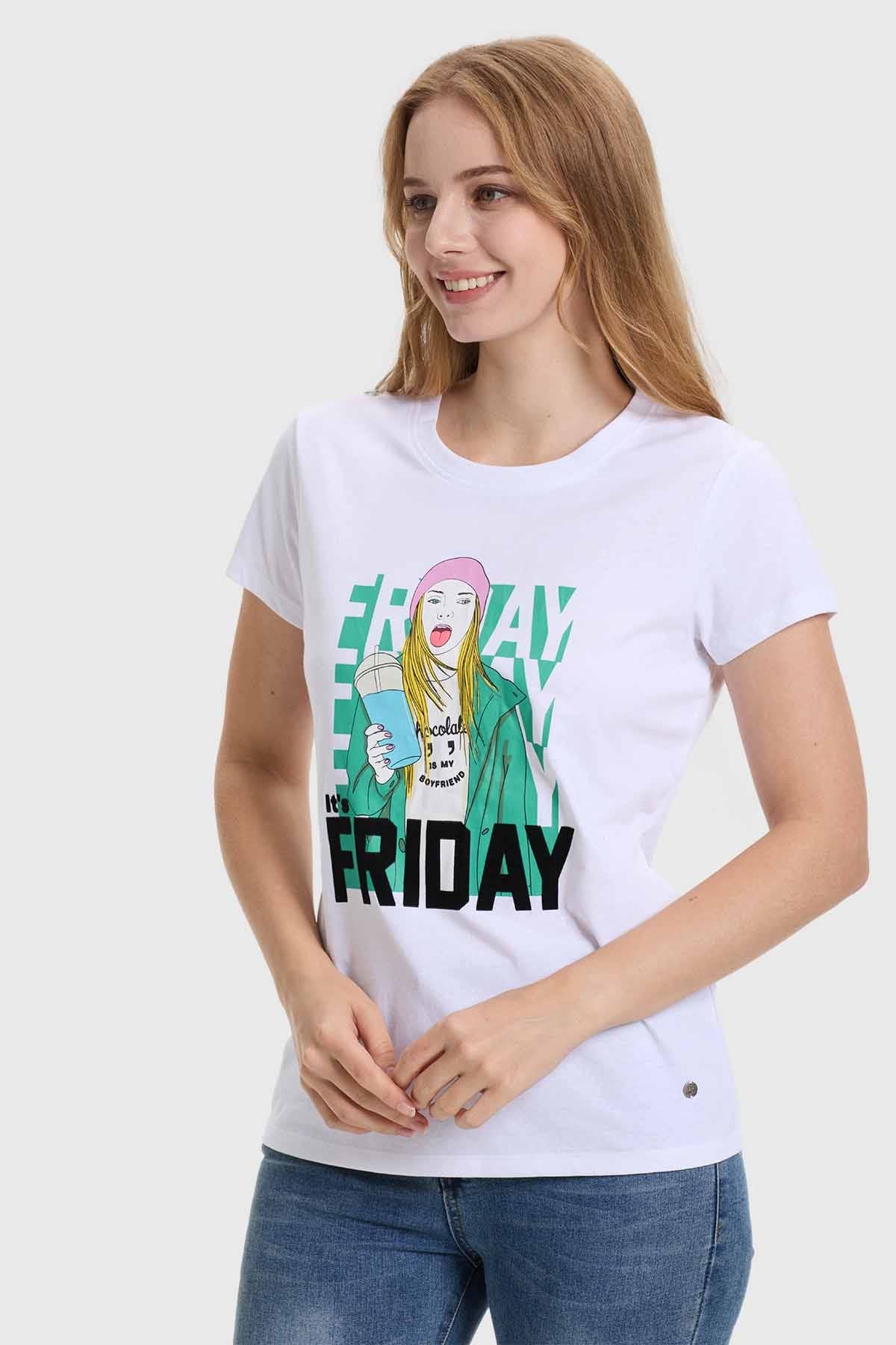 Polera Mujer Básica Print Blanco
