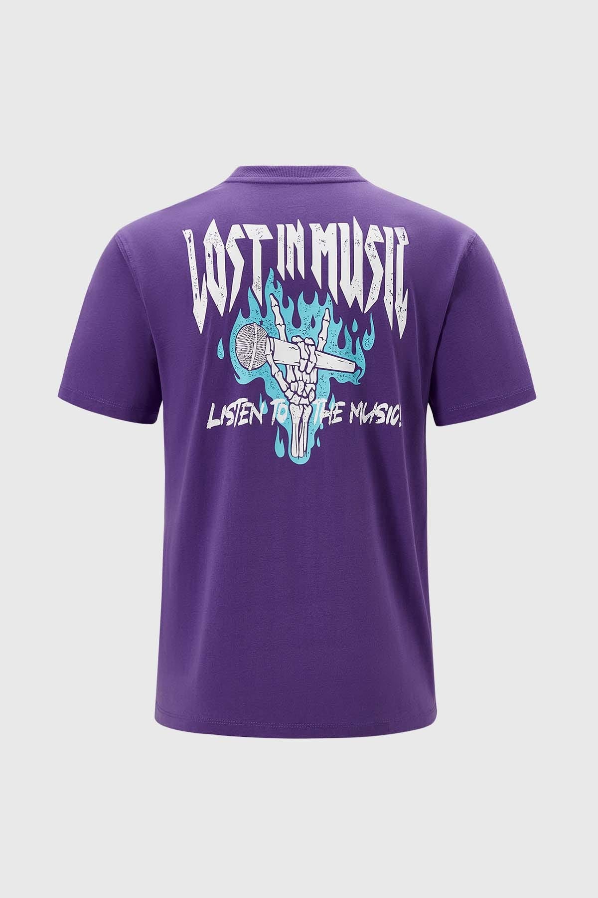 Polera Niño Oversize Estampado Morado