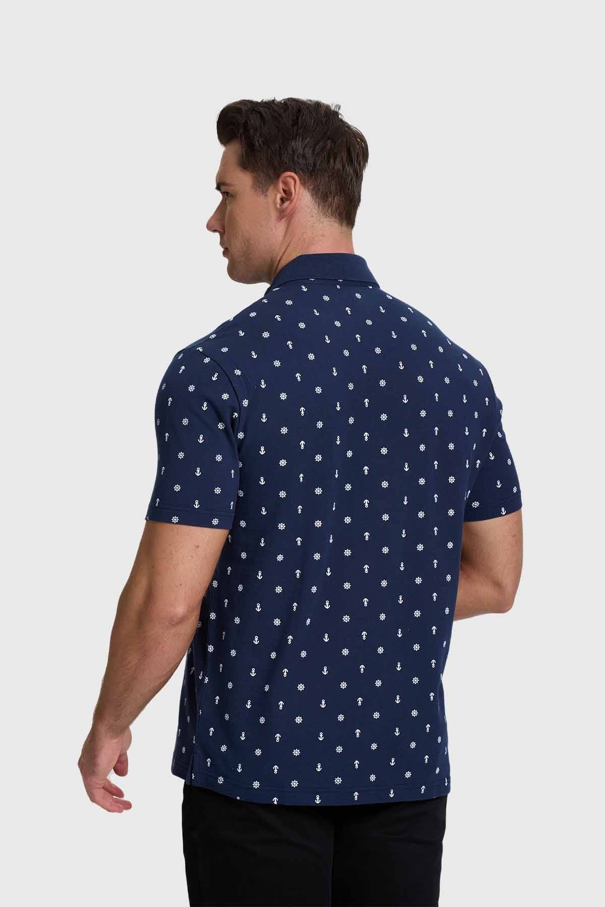 Polera Hombre Mini Print Azul