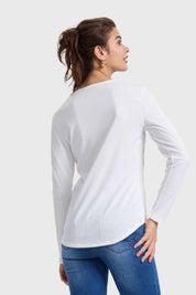 Polera Mujer Pata Botón Rib Crudo
