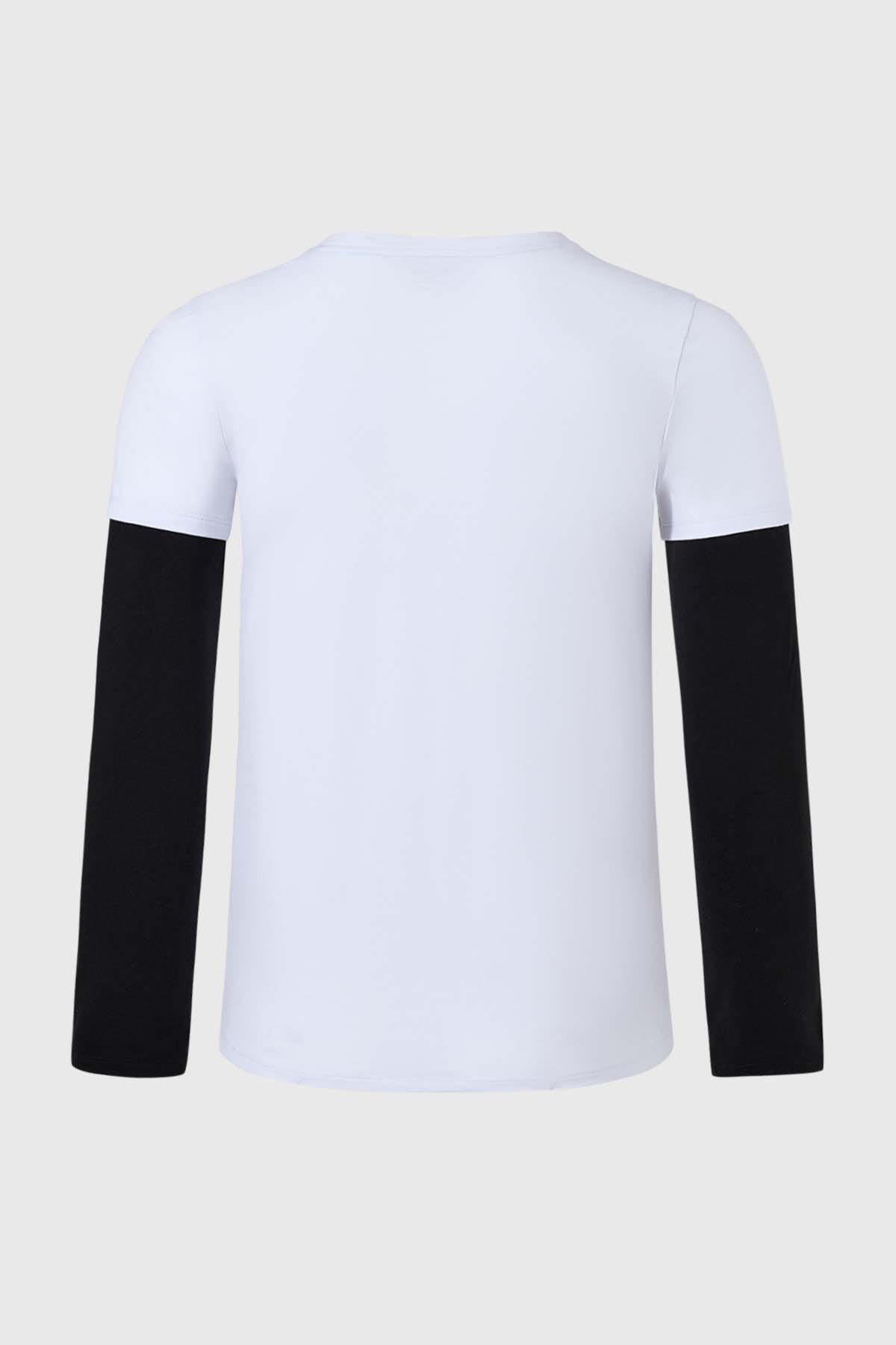 Polera Niño Doble Manga Básica Blanco