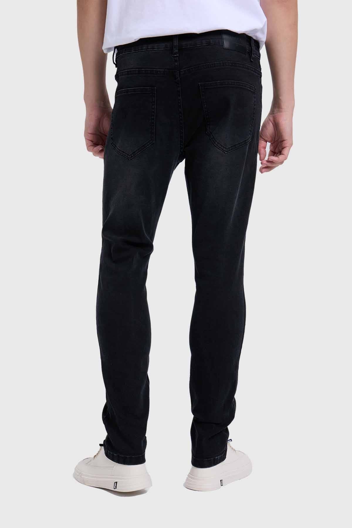 Jeans Hombre Skinny Rotura Negro