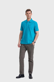 Polera Hombre Piqué Básica Turquesa