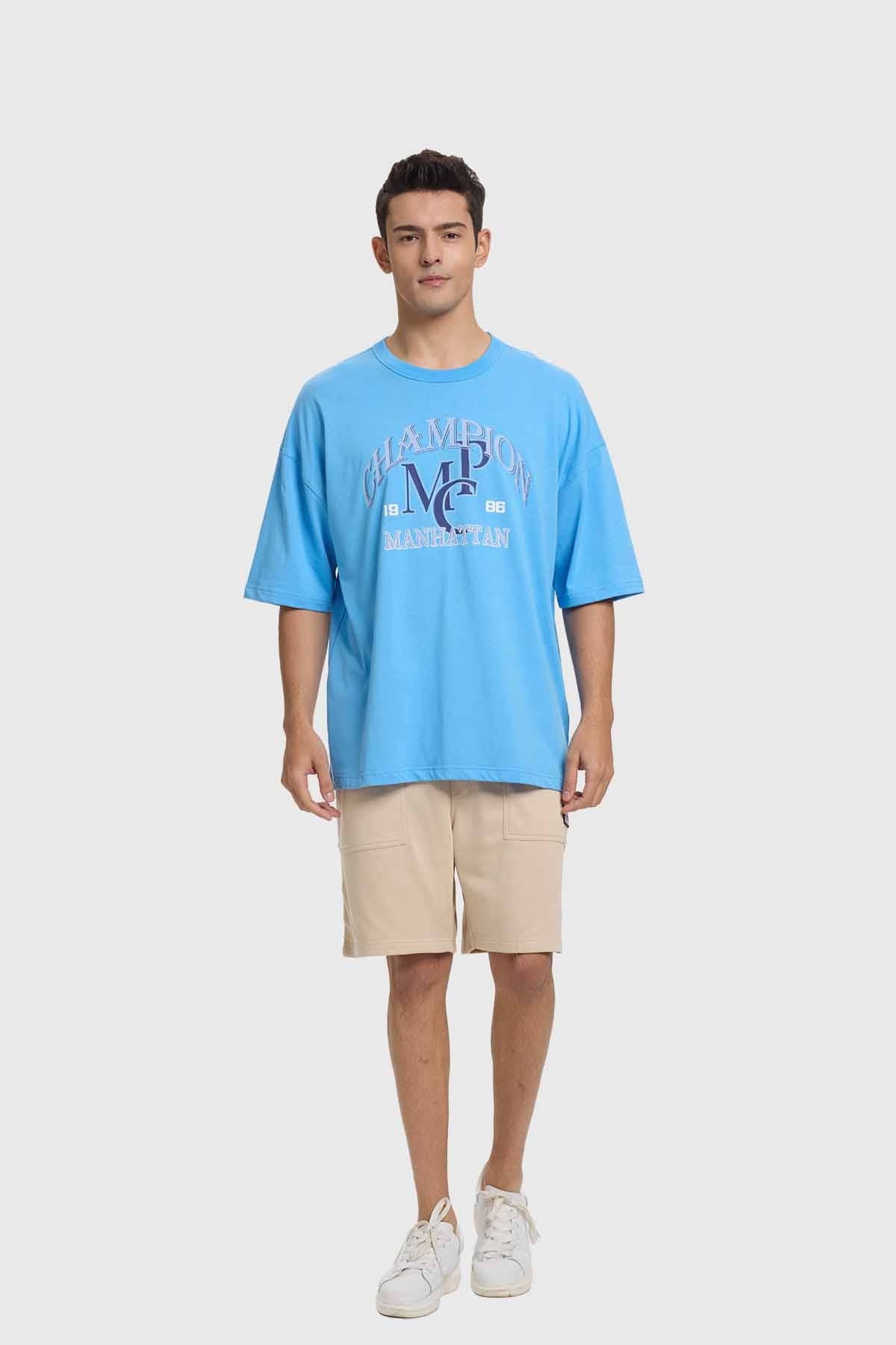 Polera Hombre College Celeste