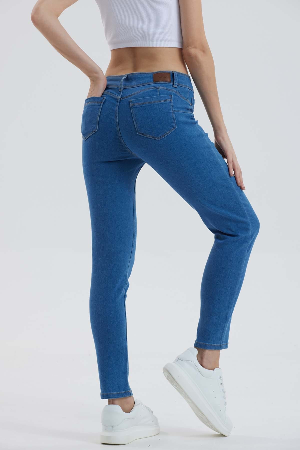 Jeans Mujer Skinny Push Up Azul