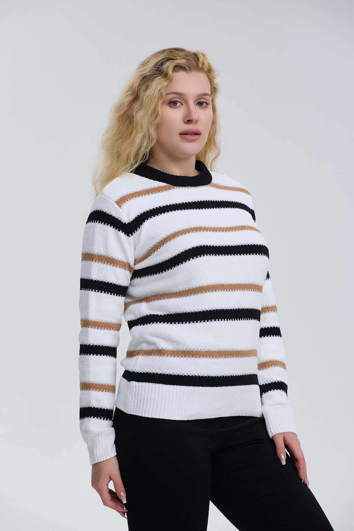 Sweater Mujer Bloques Crudo