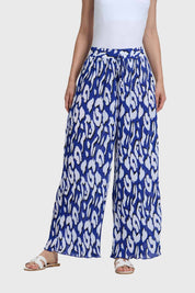 Pantalón Mujer Palazzo Con Bolsillo Azul