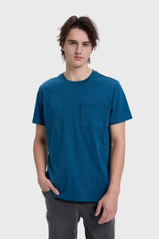 Polera Hombre Con Bolsillo Azul