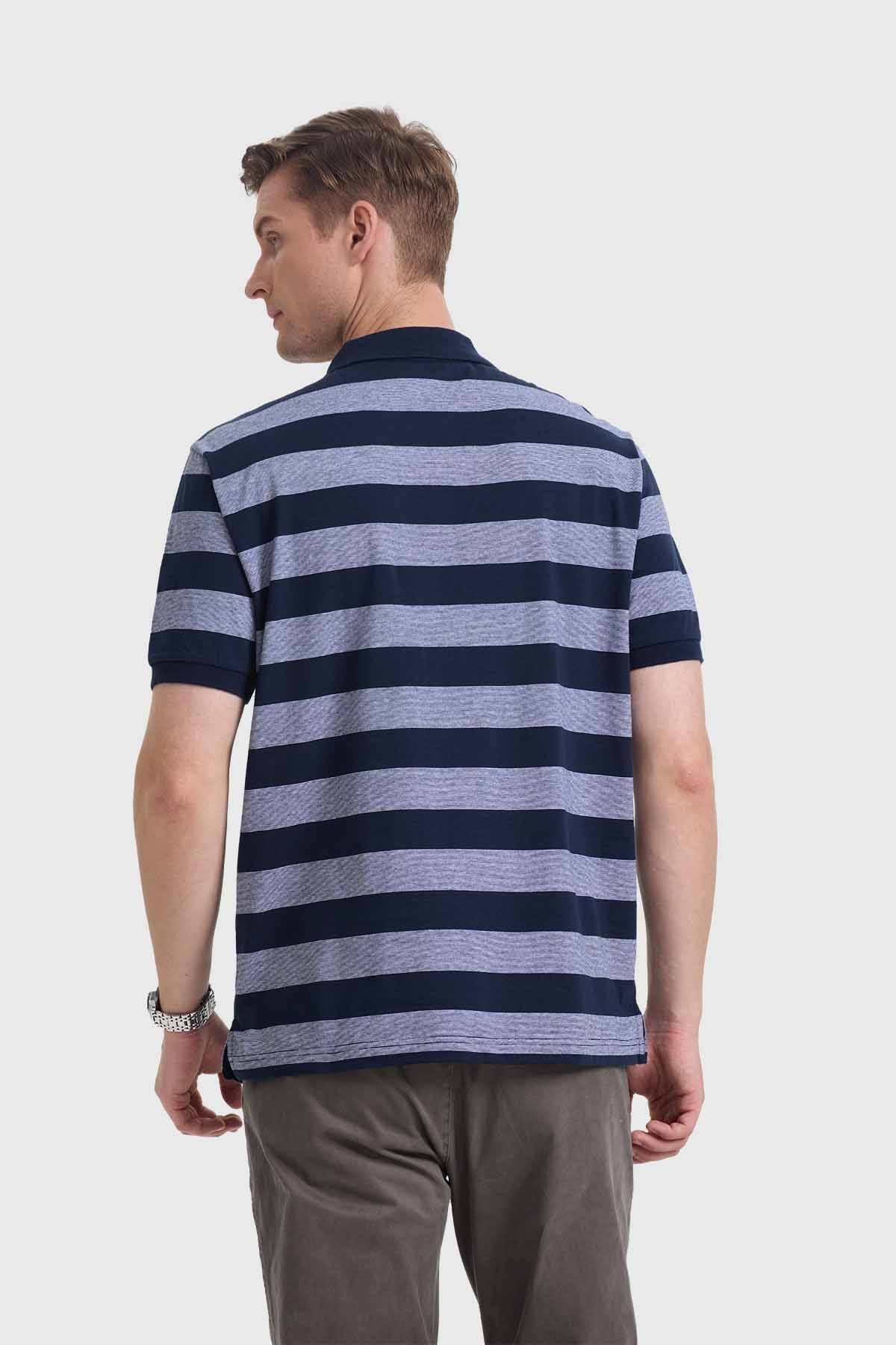 Polera Hombre Franjas Azul