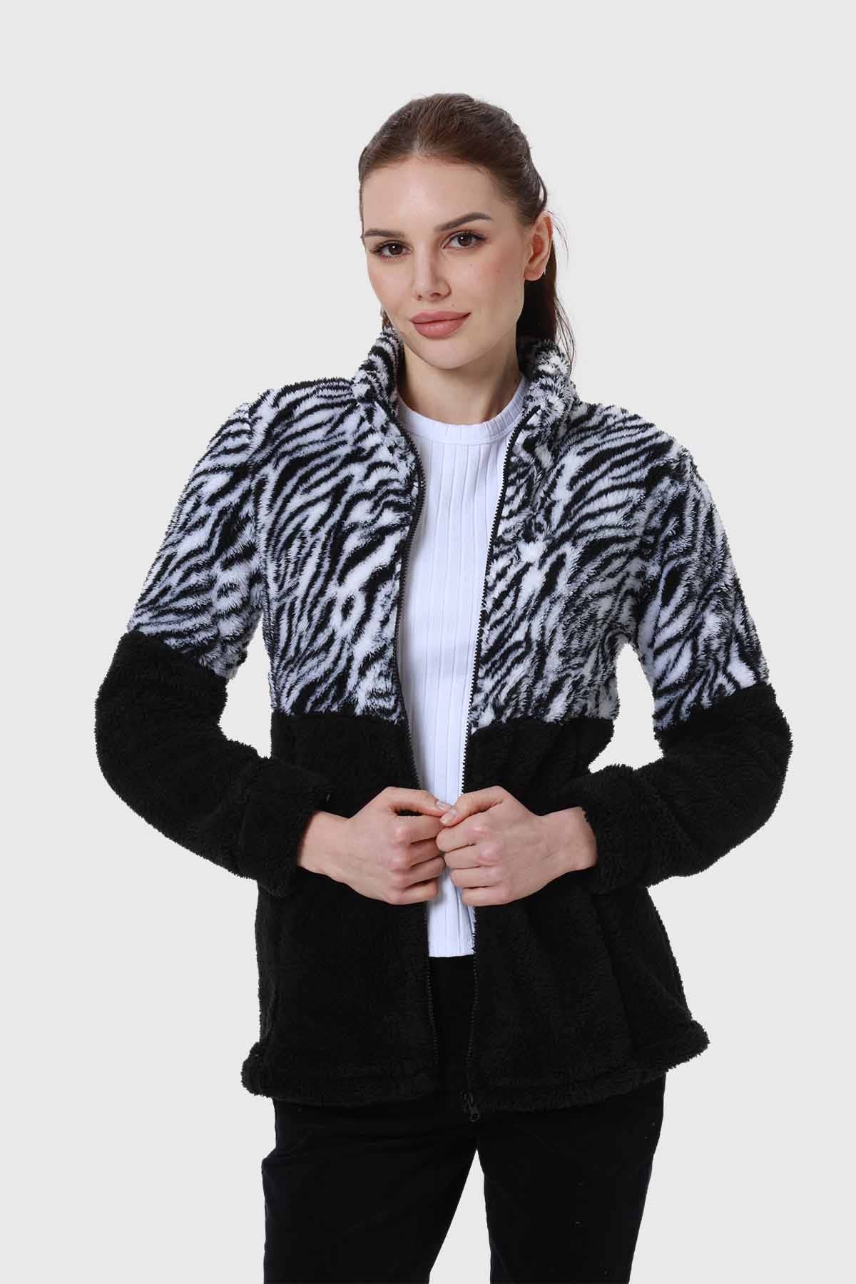 Polar Mujer Tipo Polerón Peludo Negro