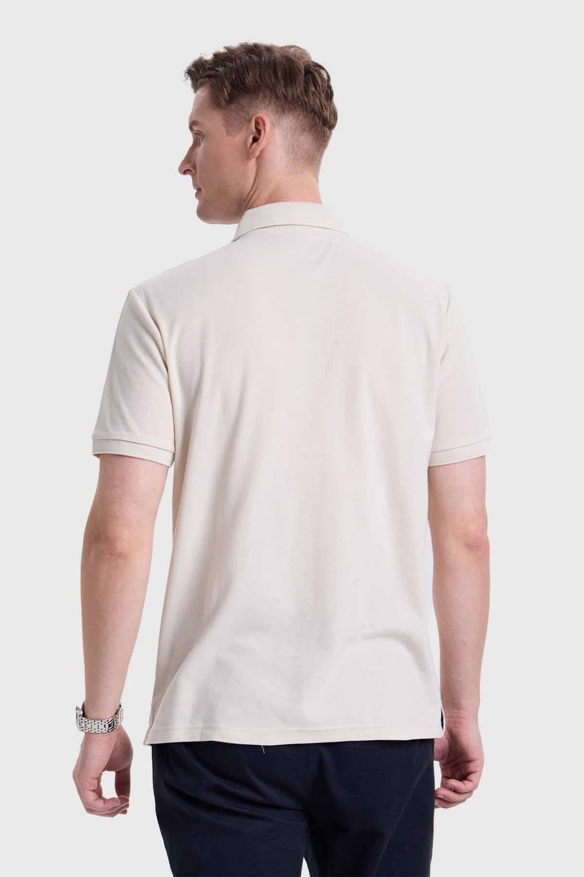 Polera Hombre Piqué Básica Beige