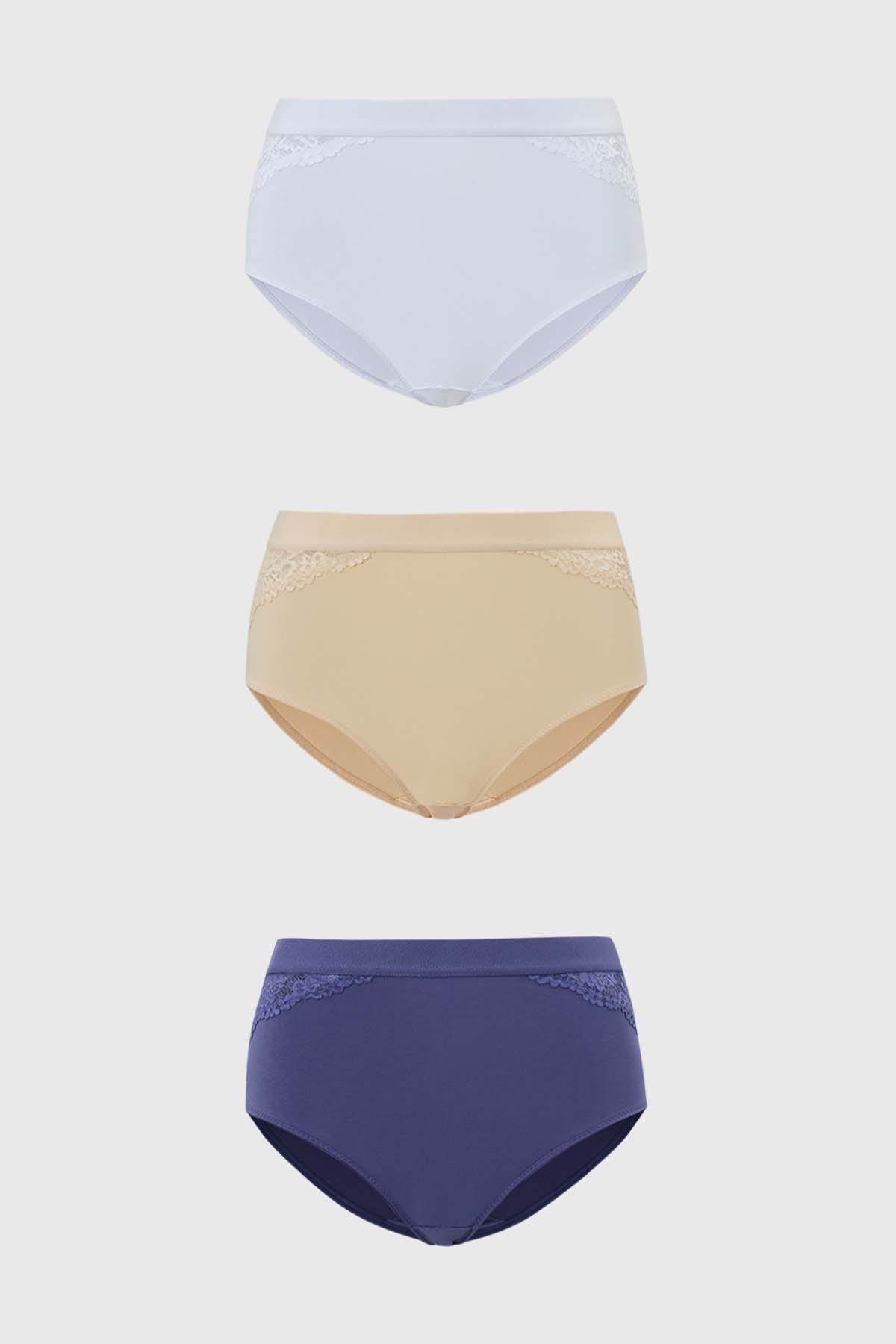 Calzón Mujer Tripack Tiro Alto Blanco