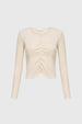 Polera Niña Recogido Delantero Beige