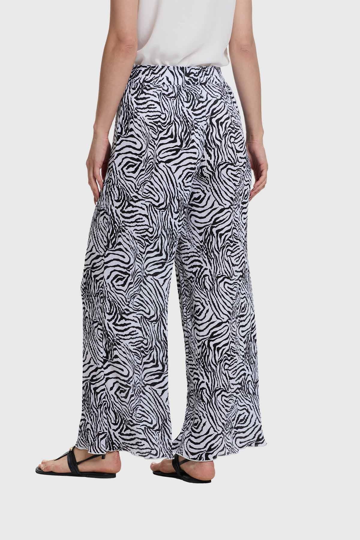 Pantalón Mujer Palazzo Con Bolsillo Blanco