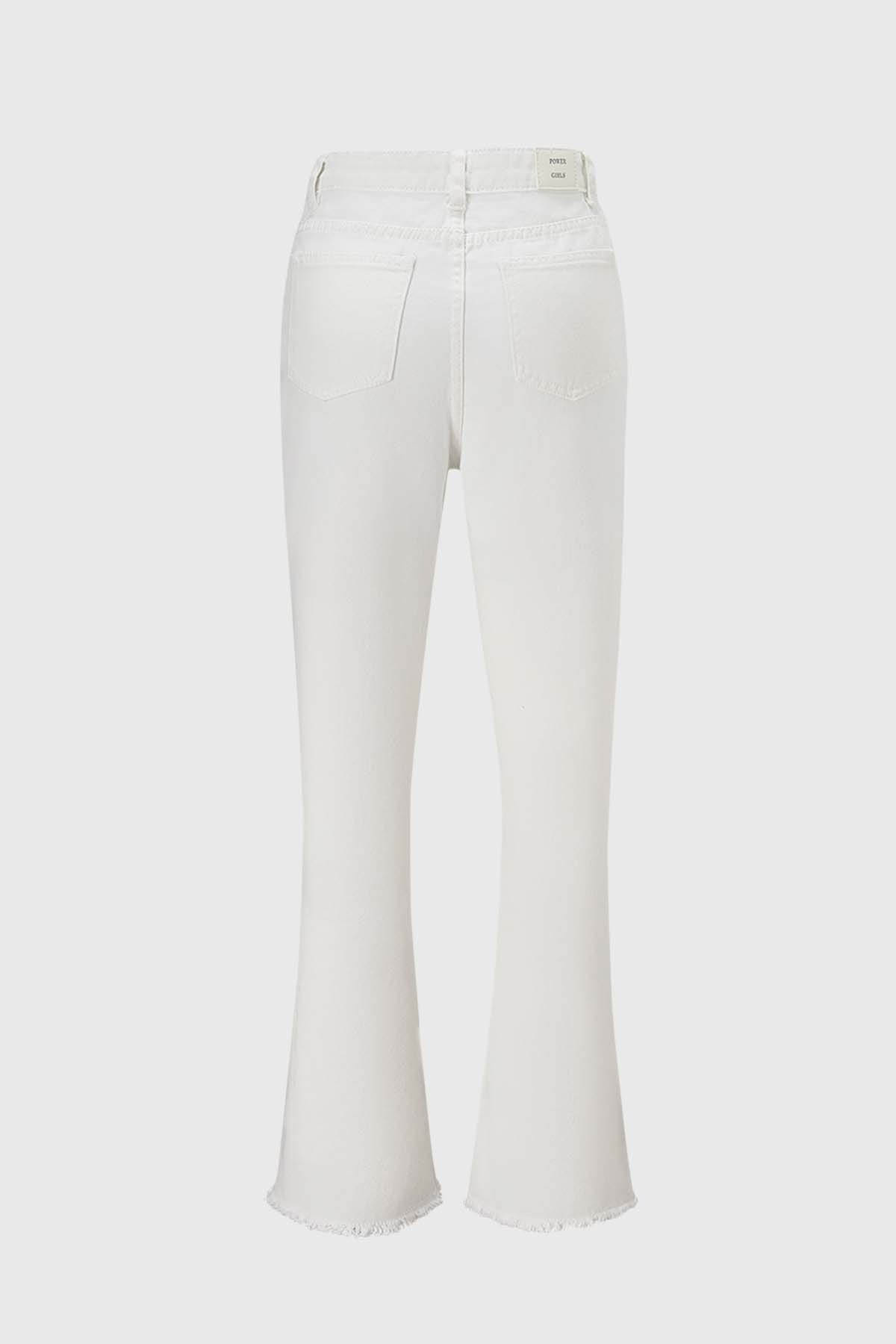 Jeans Niña Con Cortes Blanco