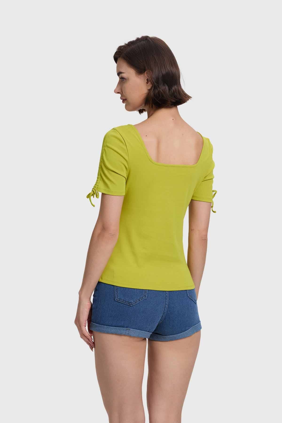 Polera Mujer Escote Corazón Verde