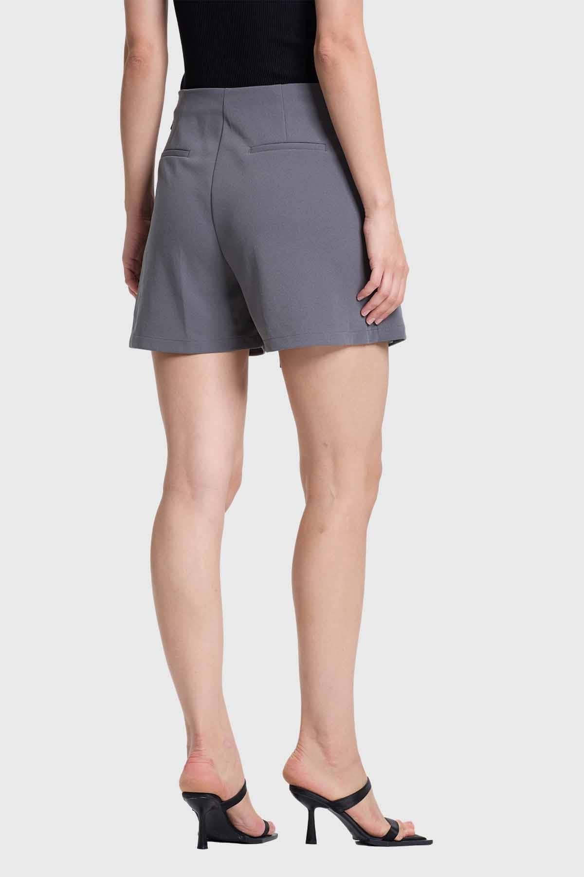 Falda Short Mujer Aplicación Lateral Cintura Gris