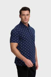 Polera Hombre Mini Print Azul