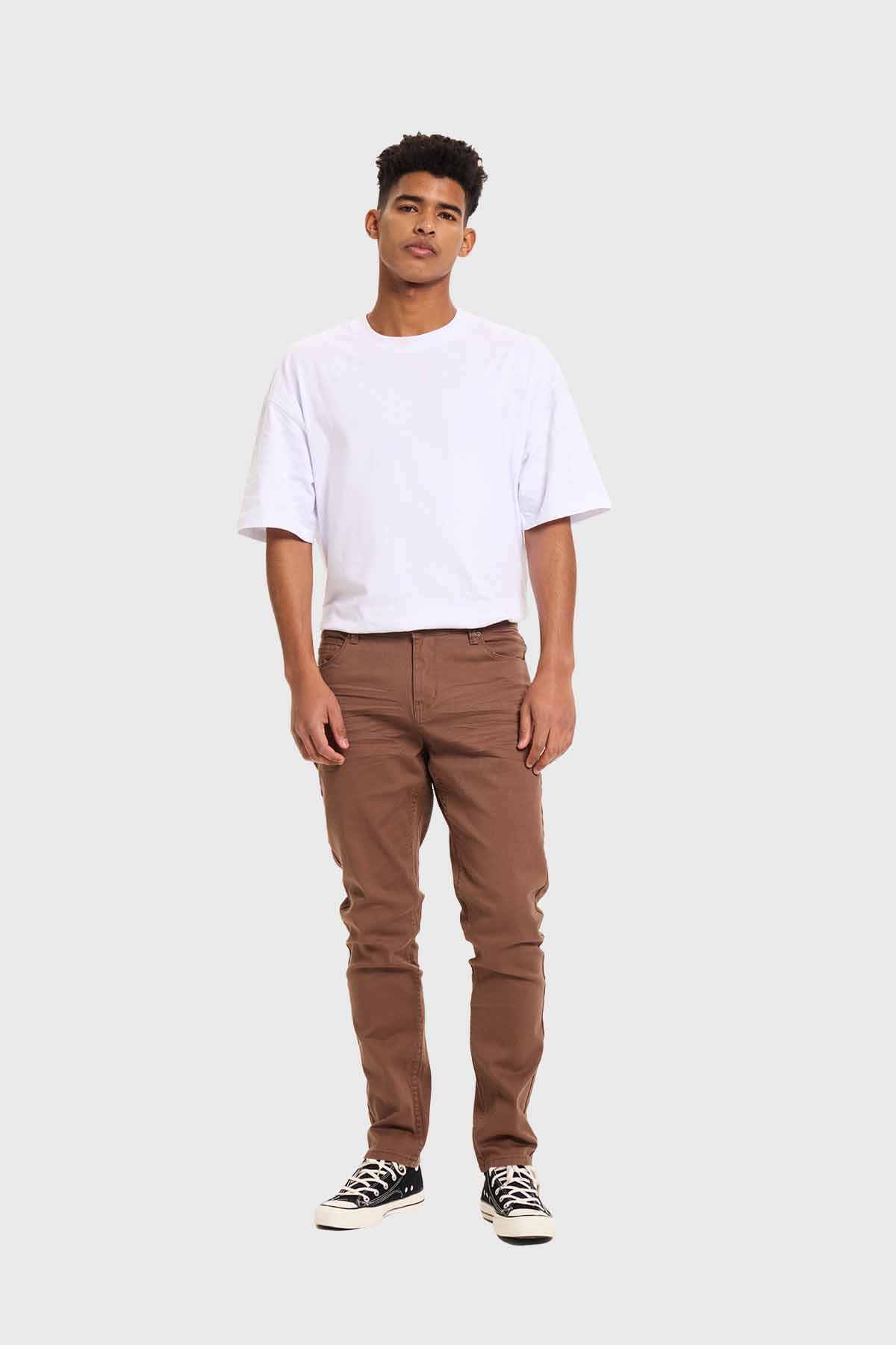 Jeans Hombre Slim Café