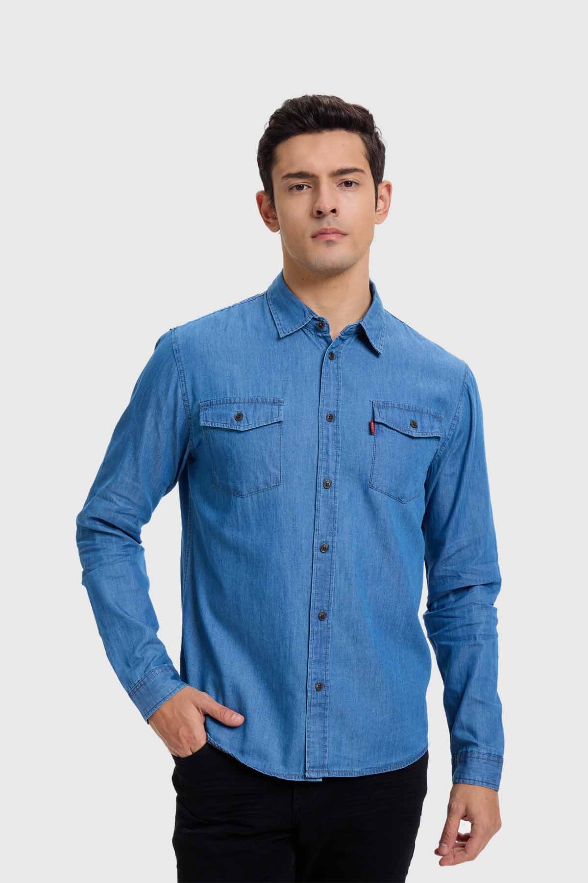 Camisa Hombre Clásica Dallas Azul