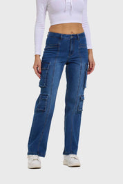 Jeans Mujer Denim Calce Recto Azul