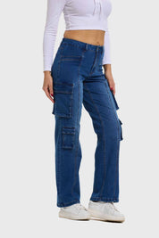 Jeans Mujer Denim Calce Recto Azul