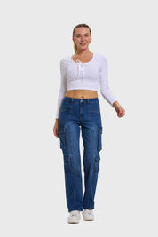 Jeans Mujer Denim Calce Recto Azul