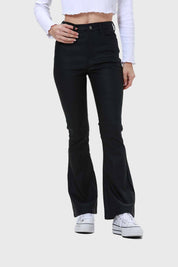Jeans Mujer Flare Engomado Negro
